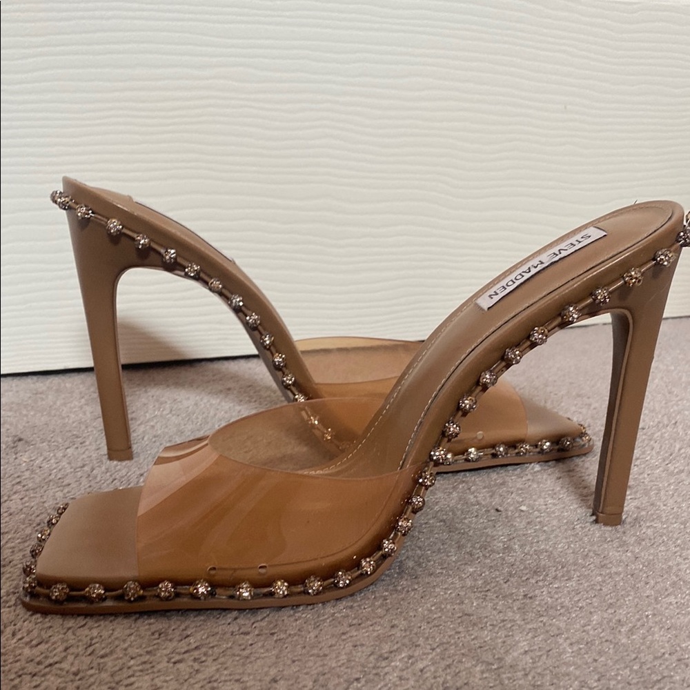 Steve Madden Tan Stiletto Heels with Studded Detail